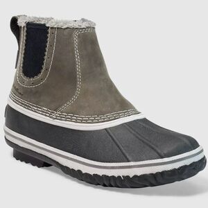 EDDIE BAUER Hunt Pac Slip On Boots Leather Rubber Cinder Brown Black Size 7